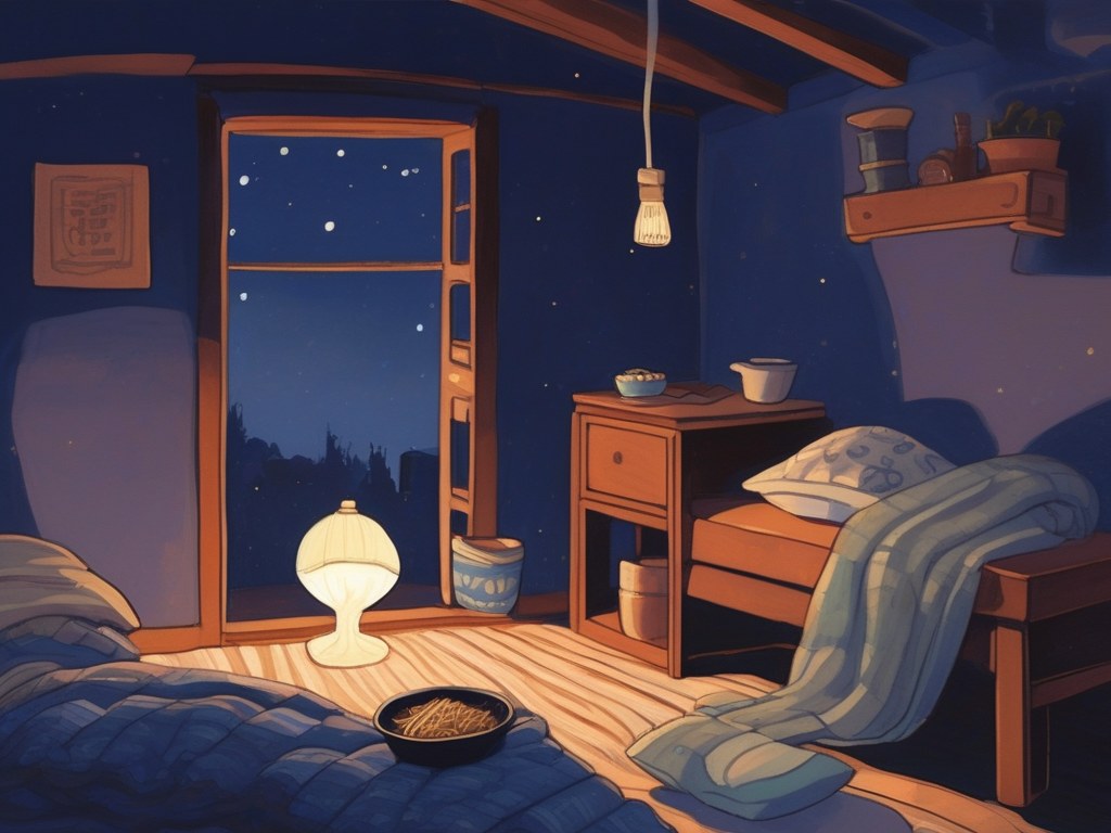 六坪小房間的深夜,書桌那盞燈亮著,燈下一碗冒著熱氣的麵,小蝸牛靠在碗邊