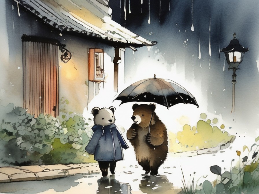 水墨暈染畫風示意